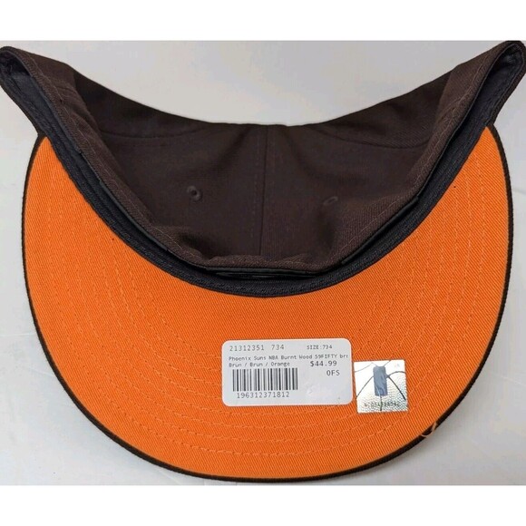 NBA PHOENIX SUNS BURNT WOOD NEW ERA 59 FIFTY FITTED MENS HAT SZ 7 3/4 BROWN NEW - Picture 6 of 7